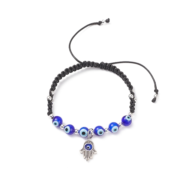 PandaHall Alloy Hamsa Hand Charm Bracelet, Lampwork Evil Eye Braided Adjustable Bracelet for Women, Antique Silver, Inner Diameter..., Blue
PandaHall Alloy Hamsa Hand Charm Bracelet, Lampwork Evil Eye Braided Adjustable Bracelet for Women, Antique Silver, Inner Diameter..., Blue