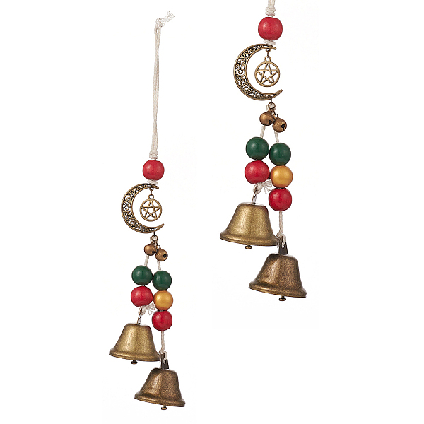 PandaHall Christmas Theme Schima Wood Beaded Pendant Decorations, Iron Bell Wind Chimes with Alloy Moon & Star, Colorful, 290mm Wood Bell
PandaHall Christmas Theme Schima Wood Beaded Pendant Decorations, Iron Bell Wind Chimes with Alloy Moon & Star, Colorful, 290mm Wood Bell