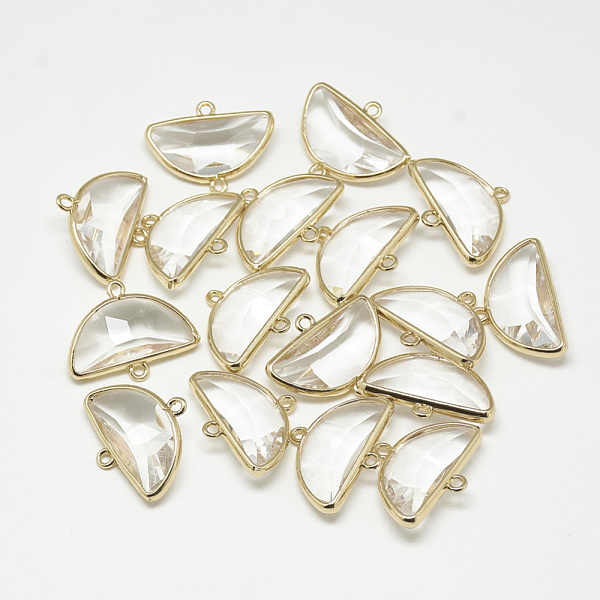 PandaHall Glass Links connectors, with Golden Tone Brass Findings, Faceted, Fan, Clear, 18.5x24x7mm, Hole: 1.5mm Glass Fan Clear
PandaHall Glass Links connectors, with Golden Tone Brass Findings, Faceted, Fan, Clear, 18.5x24x7mm, Hole: 1.5mm Glass Fan Clear