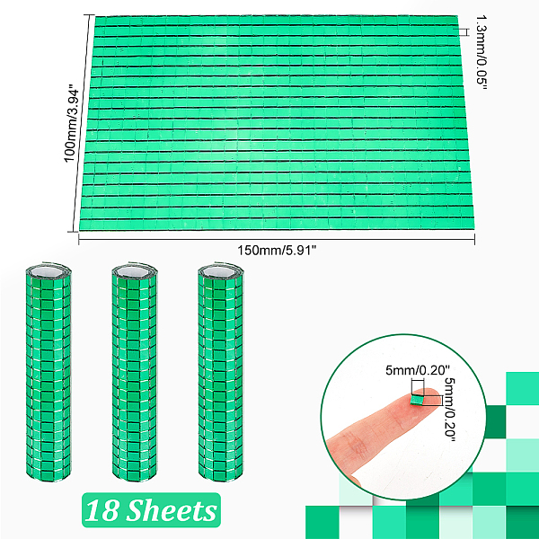 PandaHall Self Adhesive Glass Cabochons Sheets, Square Mirror Mosaic Tiles, for Home Decoration or DIY Crafts, Green, 150x100x1.3mm Glass...
PandaHall Self Adhesive Glass Cabochons Sheets, Square Mirror Mosaic Tiles, for Home Decoration or DIY Crafts, Green, 150x100x1.3mm Glass...
