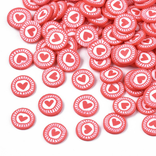 PandaHall Handmade Polymer Clay Cabochons, Fashion Nail Art Decoration Accessories, FLat Round with Heart, Red, 5~6x0.5mm, about 2000pcs/50g...
PandaHall Handmade Polymer Clay Cabochons, Fashion Nail Art Decoration Accessories, FLat Round with Heart, Red, 5~6x0.5mm, about 2000pcs/50g...