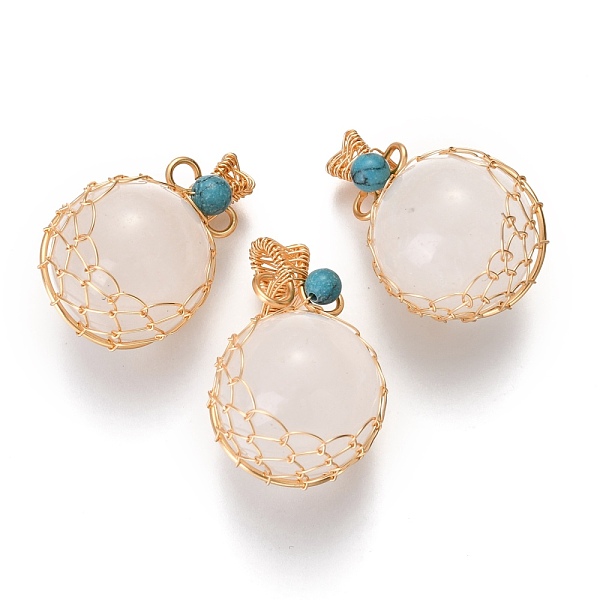 PandaHall Natural Quartz Crystal & Turquoise Pendants, with Golden Brass Findings, Round, 26.5~28x17~17.5x16.5mm, Hole: 3~5X2.5~3.5mm Quartz...
PandaHall Natural Quartz Crystal & Turquoise Pendants, with Golden Brass Findings, Round, 26.5~28x17~17.5x16.5mm, Hole: 3~5X2.5~3.5mm Quartz...