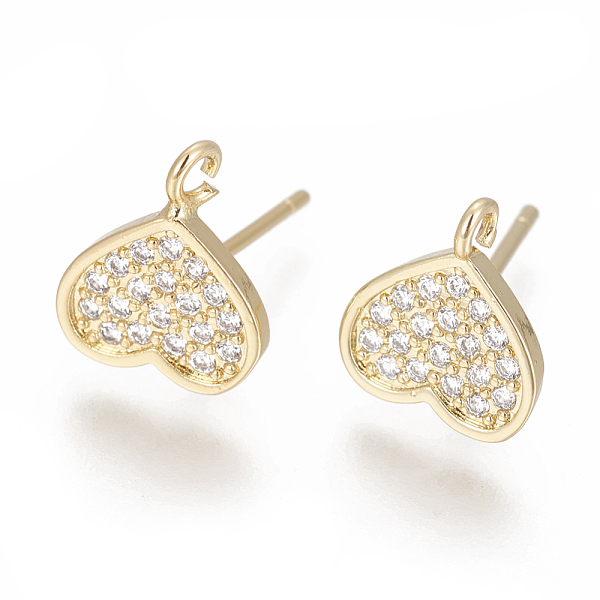 PandaHall Brass Stud Earring Findings, with Cubic Zirconia and Loop, Heart, Clear, Golden, 10x9mm, Hole: 1.2mm, Pin: 0.8mm Brass+Cubic...
PandaHall Brass Stud Earring Findings, with Cubic Zirconia and Loop, Heart, Clear, Golden, 10x9mm, Hole: 1.2mm, Pin: 0.8mm Brass+Cubic...