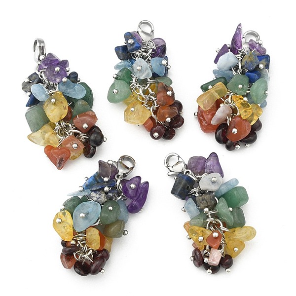 PandaHall Natural Chip Gemstone Pendant Decorations, with Brass Lobster Claw Clasps, Platinum, Mixed Color, 50x15mm Mixed Stone Chip..., Multicolor
PandaHall Natural Chip Gemstone Pendant Decorations, with Brass Lobster Claw Clasps, Platinum, Mixed Color, 50x15mm Mixed Stone Chip..., Multicolor
