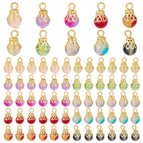 PandaHall 100Pcs 10 Color Crackle Glass Charms, with Iron Findings, Round, Golden, 15x8mm, Hole: 2.5mm, 10Pcs/color Iron+Glass Round..., Multicolor
PandaHall 100Pcs 10 Color Crackle Glass Charms, with Iron Findings, Round, Golden, 15x8mm, Hole: 2.5mm, 10Pcs/color Iron+Glass Round..., Multicolor
