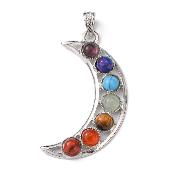 PandaHall Chakra Jewelry Alloy Bezel Gemstone Big Pendants, Crescent Moon, Platinum Metal Color, 60x35x8mm, Hole: 7x4mm Mixed Stone Moon..., Multicolor
PandaHall Chakra Jewelry Alloy Bezel Gemstone Big Pendants, Crescent Moon, Platinum Metal Color, 60x35x8mm, Hole: 7x4mm Mixed Stone Moon..., Multicolor