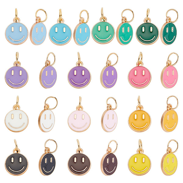 PandaHall 52Pcs 13 Colors Alloy Enamel Charms, with Jump Rings, Flat Round with Smiling Face Charm, Mixed Color, 14.5x12x1.5mm, Hole: 5.5mm..., Multicolor
PandaHall 52Pcs 13 Colors Alloy Enamel Charms, with Jump Rings, Flat Round with Smiling Face Charm, Mixed Color, 14.5x12x1.5mm, Hole: 5.5mm..., Multicolor