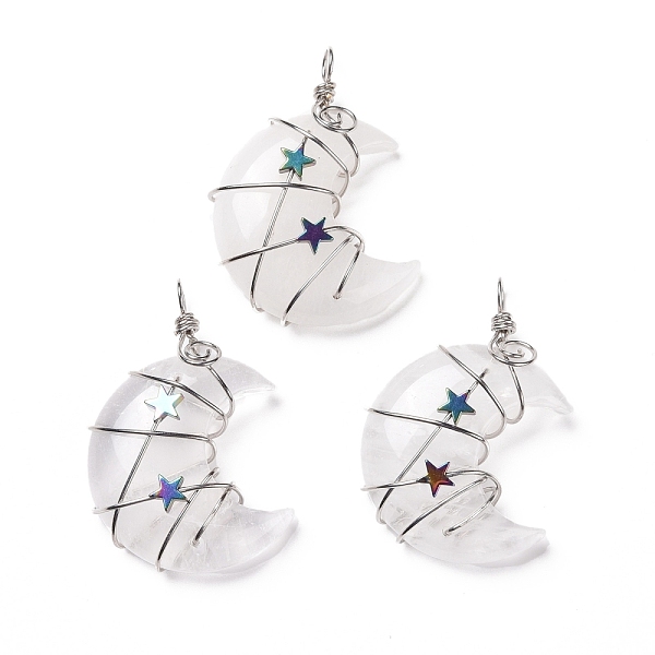 PandaHall Natural Quartz Crystal Pendants, Rock Crystal Pendants, with Platinum Tone Brass Wire Wrapped and Hematite Star Beads, Cadmium...
PandaHall Natural Quartz Crystal Pendants, Rock Crystal Pendants, with Platinum Tone Brass Wire Wrapped and Hematite Star Beads, Cadmium...