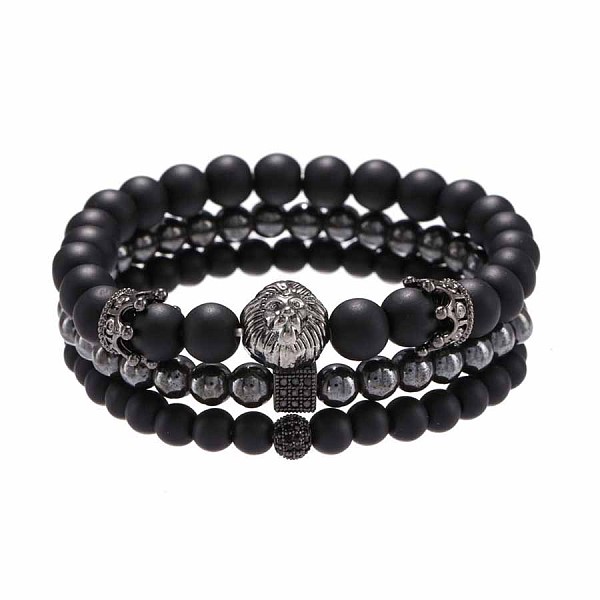 PandaHall Fashion Retro Black Matte Bracelet Set with Zircon Crown, Diamond Ball, Dice, Lion Head Bracelet Natural Gemstone Round Black
PandaHall Fashion Retro Black Matte Bracelet Set with Zircon Crown, Diamond Ball, Dice, Lion Head Bracelet Natural Gemstone Round Black
