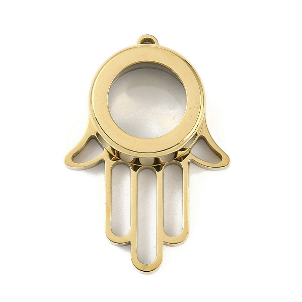 PandaHall Ion Plating(IP) 304 Stainless Stee Locket Pendants, with Glass, Hamsa Hand Charm, Real 18K Gold Plated, 41x28x10.5mm, Hole: 2.2mm...
PandaHall Ion Plating(IP) 304 Stainless Stee Locket Pendants, with Glass, Hamsa Hand Charm, Real 18K Gold Plated, 41x28x10.5mm, Hole: 2.2mm...