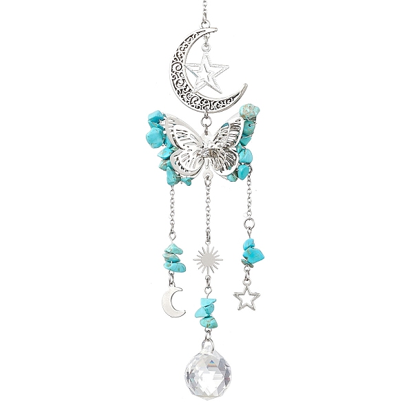 PandaHall Alloy Hollow Moon Butterfly Hanging Ornaments, Synthetic Turquoise Chip & Glass Round Tassel Suncatchers for Home Garden...
PandaHall Alloy Hollow Moon Butterfly Hanging Ornaments, Synthetic Turquoise Chip & Glass Round Tassel Suncatchers for Home Garden...