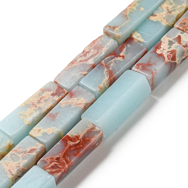 PandaHall Synthetic Imperial Jasper Dyed Beads Strands, Rectangle, Pale Turquoise, 13~13.5x4~4.5x4~4.5mm, Hole: 1.4mm, about 28~29pcs/strand...
PandaHall Synthetic Imperial Jasper Dyed Beads Strands, Rectangle, Pale Turquoise, 13~13.5x4~4.5x4~4.5mm, Hole: 1.4mm, about 28~29pcs/strand...