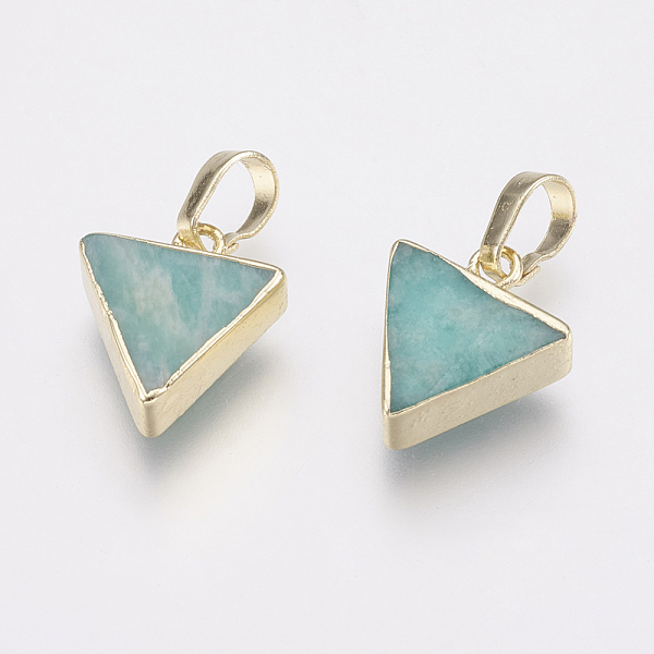PandaHall Natural Amazonite Pendants, with Brass Findings, Triangle, Golden, 13~15x11~13x4mm, Hole: 4x6mm Amazonite Triangle
PandaHall Natural Amazonite Pendants, with Brass Findings, Triangle, Golden, 13~15x11~13x4mm, Hole: 4x6mm Amazonite Triangle