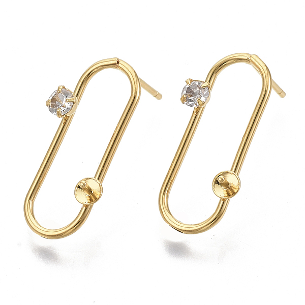 PandaHall Brass Micro Pave Clear Cubic Zirconia Stud Earring Findings, Real 18K Gold Plated, For Half Drilled Beads, Nickel Free, Ring...
PandaHall Brass Micro Pave Clear Cubic Zirconia Stud Earring Findings, Real 18K Gold Plated, For Half Drilled Beads, Nickel Free, Ring...