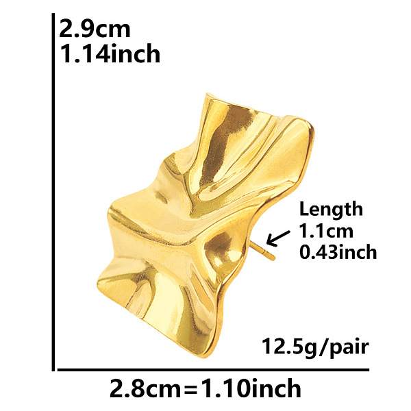 PandaHall Irregular Shape Stainless Steel Stud Earrings, Real 18k Gold Plated Stainless Steel
PandaHall Irregular Shape Stainless Steel Stud Earrings, Real 18k Gold Plated Stainless Steel