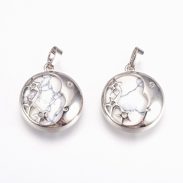 PandaHall Natural Howlite Pendants, with Brass Findings, Flat Round with Star, Platinum, 27x23x6.5mm, Hole: 5x8mm Howlite Flat Round
PandaHall Natural Howlite Pendants, with Brass Findings, Flat Round with Star, Platinum, 27x23x6.5mm, Hole: 5x8mm Howlite Flat Round