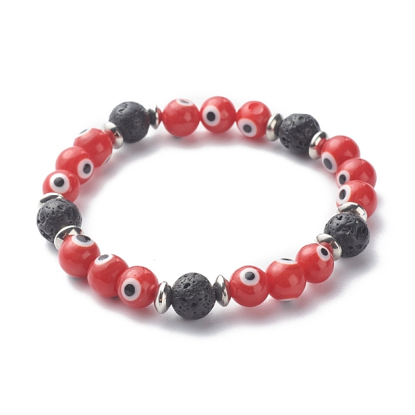 PandaHall Natural Lava Rock Beads Stretch Bracelets, with Handmade Evil Eye Lampwork & 304 Stainless Steel Beads, Mixed Color, Inner..., Multicolor
PandaHall Natural Lava Rock Beads Stretch Bracelets, with Handmade Evil Eye Lampwork & 304 Stainless Steel Beads, Mixed Color, Inner..., Multicolor