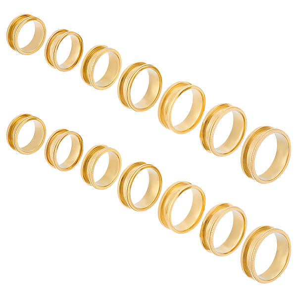 PandaHall Unicraftale 14pcs 7 size Unisex Titanium Steel Grooved Finger Ring Sets, Wide Band Rings, Golden, Inner Diameter: 16~22.1mm, Slot...
PandaHall Unicraftale 14pcs 7 size Unisex Titanium Steel Grooved Finger Ring Sets, Wide Band Rings, Golden, Inner Diameter: 16~22.1mm, Slot...
