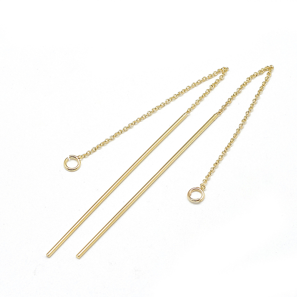 PandaHall Brass Chain Stud Earring Findings, with Loop, Ear Threads, Real 18K Gold Plated, 114x1mm, Hole: 2mm Brass Others
PandaHall Brass Chain Stud Earring Findings, with Loop, Ear Threads, Real 18K Gold Plated, 114x1mm, Hole: 2mm Brass Others