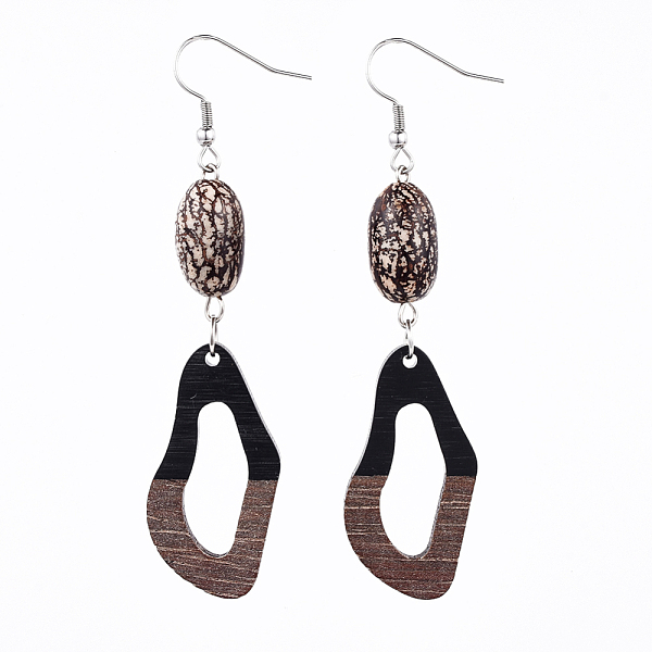 PandaHall Resin & Wood Dangle Earrings, with Natural Bodhi Wood Bead and 316 Surgical Stainless Steel Earring Hooks, Twisted Oval, Black...
PandaHall Resin & Wood Dangle Earrings, with Natural Bodhi Wood Bead and 316 Surgical Stainless Steel Earring Hooks, Twisted Oval, Black...