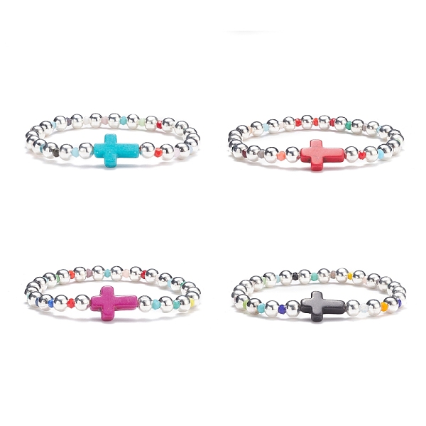 PandaHall Synthetic Turquoise(Dyed) Cross Stretch Bracelet with Glass for Women, Mixed Color, Inner Diameter: 2-1/4 inch(5.8cm) Synthetic..., Multicolor
PandaHall Synthetic Turquoise(Dyed) Cross Stretch Bracelet with Glass for Women, Mixed Color, Inner Diameter: 2-1/4 inch(5.8cm) Synthetic..., Multicolor