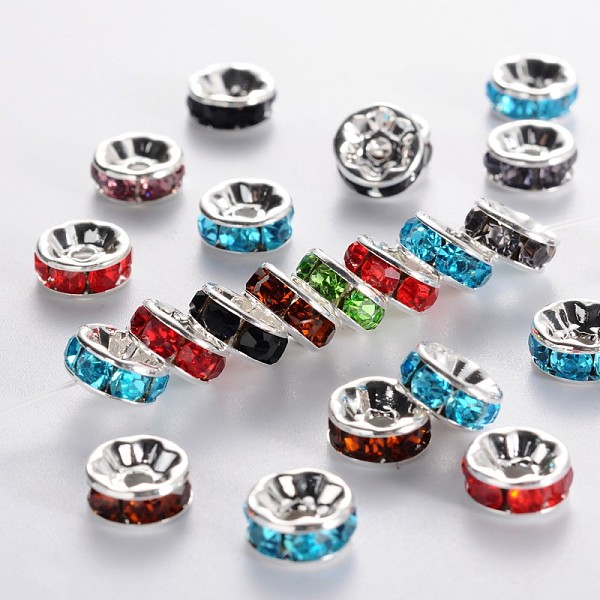 PandaHall Brass Grade A Rhinestone Spacer Beads, Silver Color Plated, Nickel Free, Mixed Color, 8x3.8mm, Hole: 1.5mm Brass+Rhinestone..., Multicolor
PandaHall Brass Grade A Rhinestone Spacer Beads, Silver Color Plated, Nickel Free, Mixed Color, 8x3.8mm, Hole: 1.5mm Brass+Rhinestone..., Multicolor
