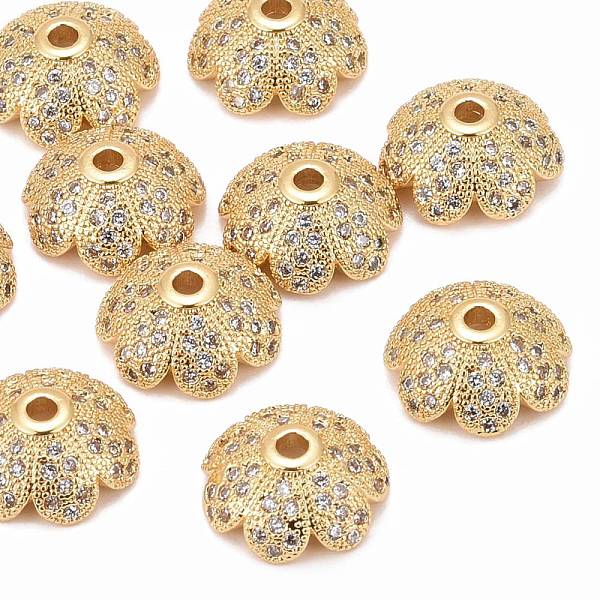 PandaHall Eco-Friendly Multi-Petal Flower Brass Micro Pave Cubic Zirconia Bead Caps, Lead Free & Nickel Free, Golden, 11x4.8mm, Hole: 1mm..., Clear
PandaHall Eco-Friendly Multi-Petal Flower Brass Micro Pave Cubic Zirconia Bead Caps, Lead Free & Nickel Free, Golden, 11x4.8mm, Hole: 1mm..., Clear