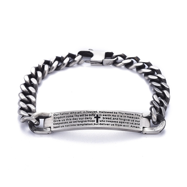 PandaHall Religion 304 Stainless Steel Cuban Link Chain Bracelets, with Lobster Claw Clasps, Cross, Antique Silver, 8-1/2 inch(21.5cm) 304...
PandaHall Religion 304 Stainless Steel Cuban Link Chain Bracelets, with Lobster Claw Clasps, Cross, Antique Silver, 8-1/2 inch(21.5cm) 304...