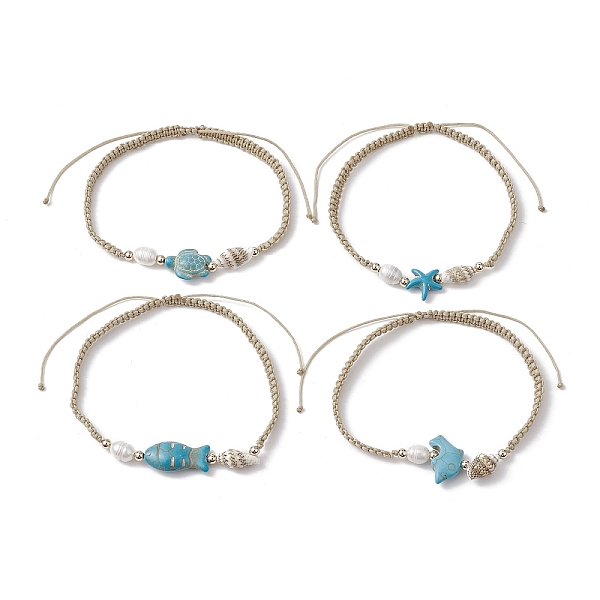 PandaHall 4Pcs 4 Style Synthetic Turquoise Braided Bead Anklets Set, Fish & Starfish & Turtle, Old Lace, Inner Diameter: 2-1/2~4-1/2 inch...
PandaHall 4Pcs 4 Style Synthetic Turquoise Braided Bead Anklets Set, Fish & Starfish & Turtle, Old Lace, Inner Diameter: 2-1/2~4-1/2 inch...