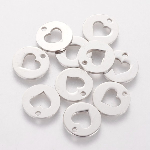 PandaHall 201 Stainless Steel Charms, Flat Round with Heart, Stainless Steel Color, 12x1mm, Hole: 1.5mm 201 Stainless Steel Flat Round
PandaHall 201 Stainless Steel Charms, Flat Round with Heart, Stainless Steel Color, 12x1mm, Hole: 1.5mm 201 Stainless Steel Flat Round