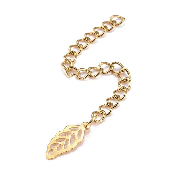 PandaHall 304 Stainless Steel Chain Extender, Curb Chain, with 202 Stainless Steel Charms, Hollow Leaf, Golden, 66~71mm, Link: 3.7x3x0.5mm...
PandaHall 304 Stainless Steel Chain Extender, Curb Chain, with 202 Stainless Steel Charms, Hollow Leaf, Golden, 66~71mm, Link: 3.7x3x0.5mm...