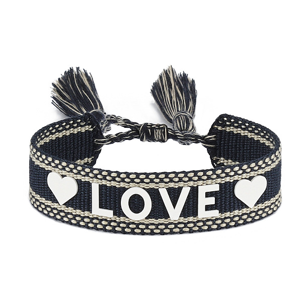 PandaHall Silicone Word Love Pattern Braided Cord Bracelet with Polyester Tassels, Flat Adjustable Bracelet for Women, Black, Inner Diameter...
PandaHall Silicone Word Love Pattern Braided Cord Bracelet with Polyester Tassels, Flat Adjustable Bracelet for Women, Black, Inner Diameter...