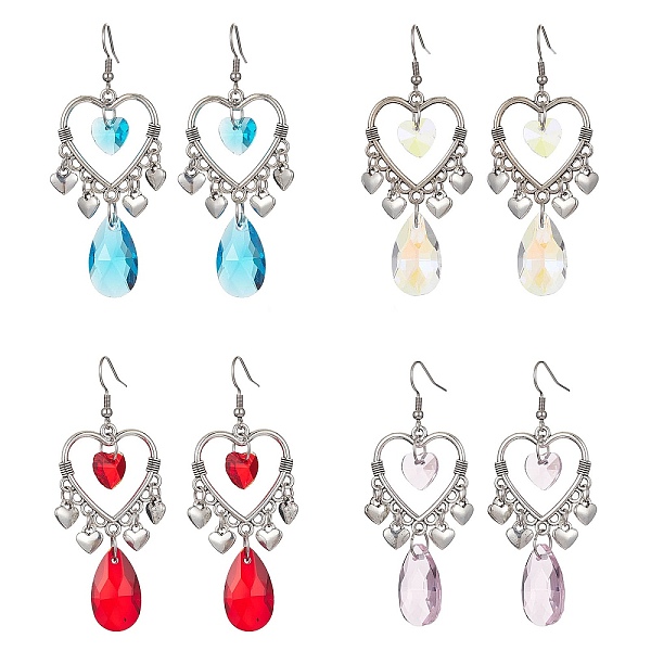 PandaHall Tibetan Style Alloy Heart Chandelier Earrings, Glass Teardrop Long Drop Earrings, Mixed Color, 70x27mm Alloy Heart Multicolor
PandaHall Tibetan Style Alloy Heart Chandelier Earrings, Glass Teardrop Long Drop Earrings, Mixed Color, 70x27mm Alloy Heart Multicolor