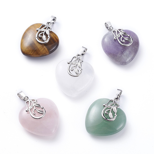 PandaHall Natural Mixed Stone Pendants, with Platinum Tone Brass Ice Pick Pinch Bails, Heart, 31~32x25~26x11~12mm, Hole: 7x5mm Mixed Stone...
PandaHall Natural Mixed Stone Pendants, with Platinum Tone Brass Ice Pick Pinch Bails, Heart, 31~32x25~26x11~12mm, Hole: 7x5mm Mixed Stone...
