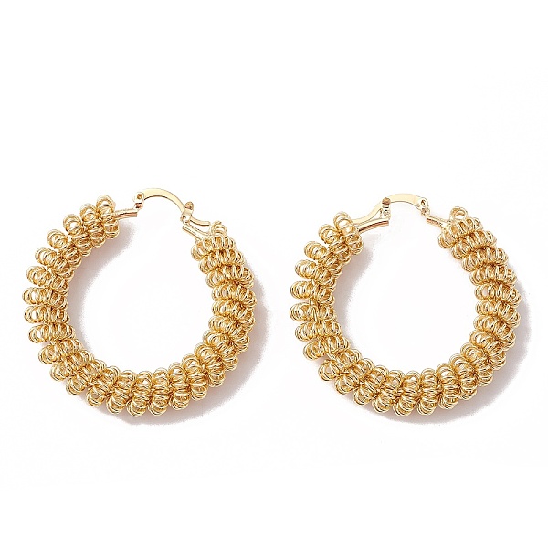 PandaHall Brass Wire Wrap Hoop Earrings for Women, Real 18K Gold Plated, 46x46x9mm, Pin: 0.8mm Brass Ring
PandaHall Brass Wire Wrap Hoop Earrings for Women, Real 18K Gold Plated, 46x46x9mm, Pin: 0.8mm Brass Ring