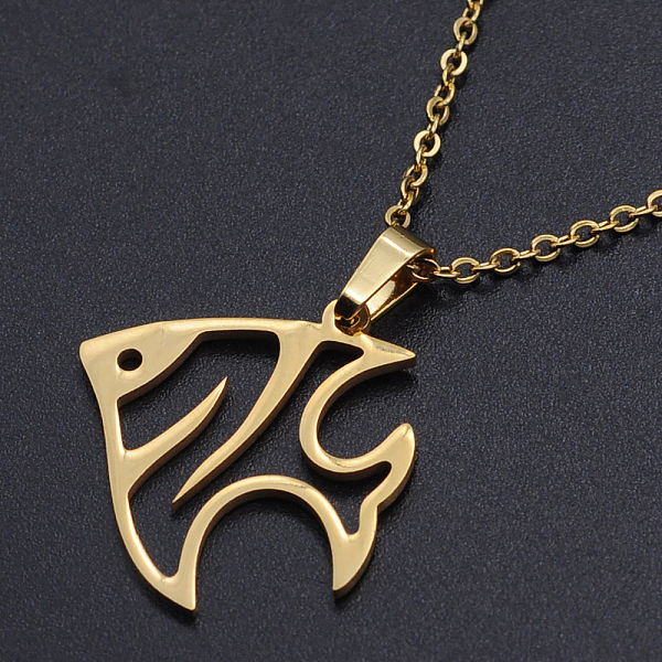 PandaHall 201 Stainless Steel Pendants Necklaces, with Cable Chains and Lobster Claw Clasps, Fish, Golden, 17.71 inch(45cm), 1.5mm 201...
PandaHall 201 Stainless Steel Pendants Necklaces, with Cable Chains and Lobster Claw Clasps, Fish, Golden, 17.71 inch(45cm), 1.5mm 201...