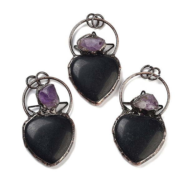 PandaHall Natural Obsidian & Amethyst Big Pendants, Brass Heart Charms with Jump Rings, Red Copper, 55~57x32~33x9~11mm, Hole: 6.6mm Obsidian...
PandaHall Natural Obsidian & Amethyst Big Pendants, Brass Heart Charms with Jump Rings, Red Copper, 55~57x32~33x9~11mm, Hole: 6.6mm Obsidian...