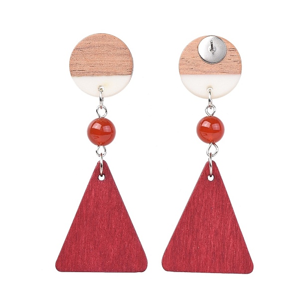 PandaHall Stud Earrings, with Natural Carnelian Beads, Pear Wood Pendants, Resin & Wood Pendants and Brass Findings, Flat Round and Triangle..., Red
PandaHall Stud Earrings, with Natural Carnelian Beads, Pear Wood Pendants, Resin & Wood Pendants and Brass Findings, Flat Round and Triangle..., Red