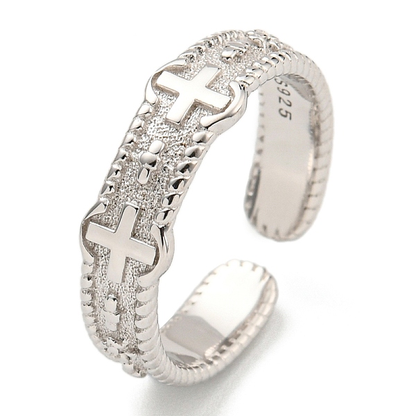 PandaHall Rhodium Plated 925 Sterling Silver Cuff Ring, Cross Open Rings for Women Men, Platinum, Adiustable Sterling Silver Cross
PandaHall Rhodium Plated 925 Sterling Silver Cuff Ring, Cross Open Rings for Women Men, Platinum, Adiustable Sterling Silver Cross