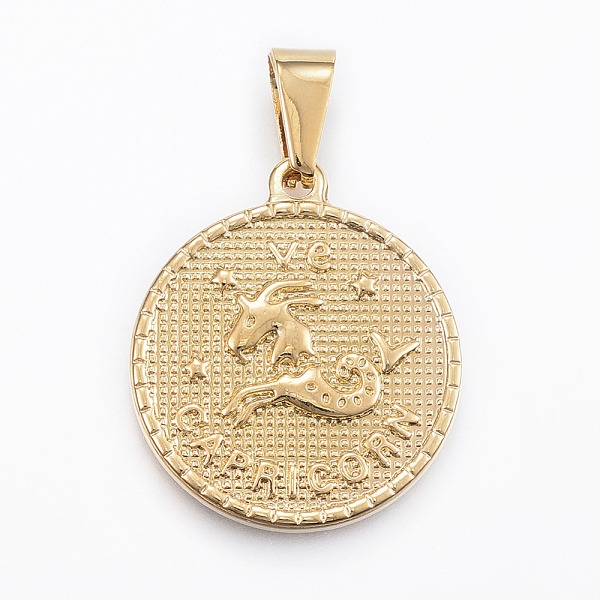 PandaHall Real 18K Gold Plated 304 Stainless Steel Pendants, Flat Round with Twelve Constellation/Zodiac Sign, Capricorn, 29x25x3.2mm, Hole...
PandaHall Real 18K Gold Plated 304 Stainless Steel Pendants, Flat Round with Twelve Constellation/Zodiac Sign, Capricorn, 29x25x3.2mm, Hole...