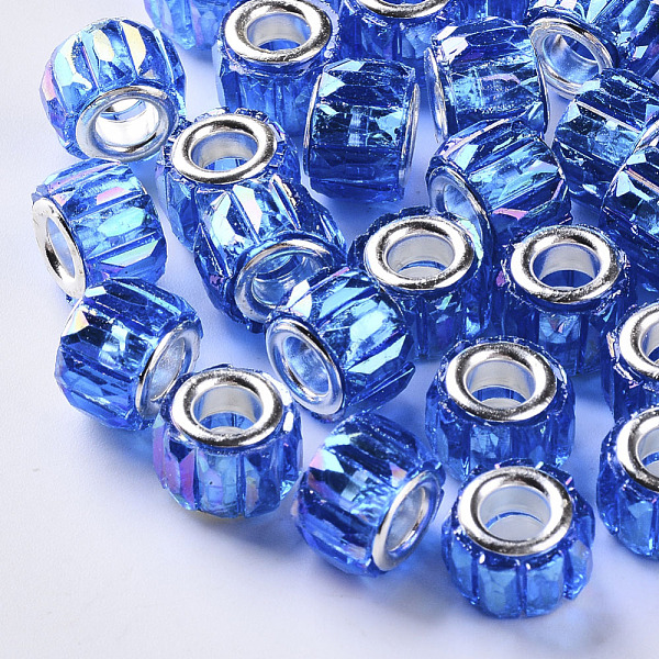 PandaHall Transparent Resin European Beads, Large Hole Beads, with Silver Color Plated Double Brass Cores, Faceted, AB Color Plated, Column..., Blue
PandaHall Transparent Resin European Beads, Large Hole Beads, with Silver Color Plated Double Brass Cores, Faceted, AB Color Plated, Column..., Blue