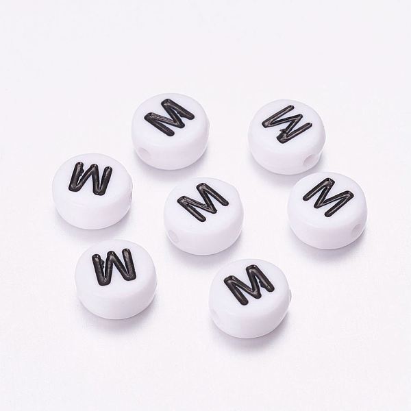 PandaHall Acrylic Beads, with Horizontal Hole, Letter, Flat Round, Letter.M, 7x4mm, Hole: 1mm, about 146pcs/20g Acrylic Flat Round White
PandaHall Acrylic Beads, with Horizontal Hole, Letter, Flat Round, Letter.M, 7x4mm, Hole: 1mm, about 146pcs/20g Acrylic Flat Round White