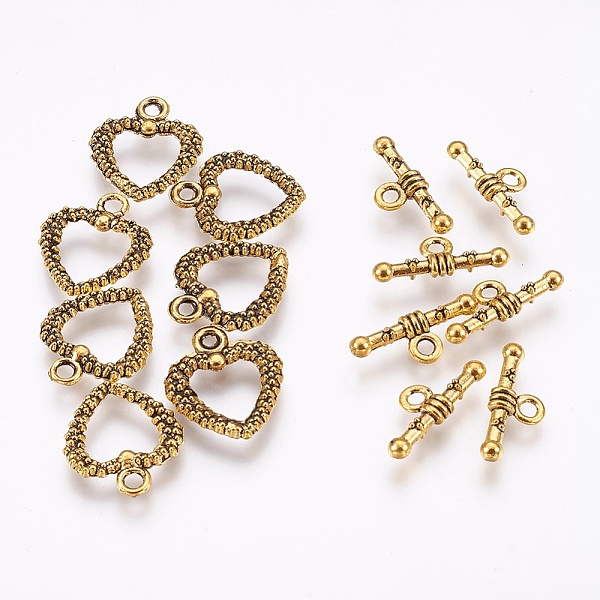PandaHall Tibetan Style Alloy Heart Toggle Clasps, Antique Golden, Heart: 20x16~17x2mm, Hole: 2mm, Bar: 20x8x2mm, Hole: 2mm Alloy Heart
PandaHall Tibetan Style Alloy Heart Toggle Clasps, Antique Golden, Heart: 20x16~17x2mm, Hole: 2mm, Bar: 20x8x2mm, Hole: 2mm Alloy Heart