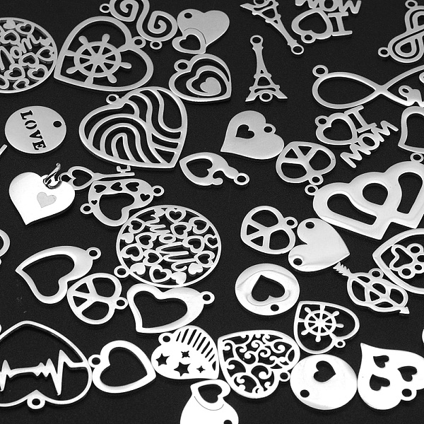PandaHall 201 Stainless Steel Pendants and Links Connectors, Heart Mixed Shapes, Laser Cut, Stainless Steel Color, 8~24.5x6~25x1mm, Hole...
PandaHall 201 Stainless Steel Pendants and Links Connectors, Heart Mixed Shapes, Laser Cut, Stainless Steel Color, 8~24.5x6~25x1mm, Hole...