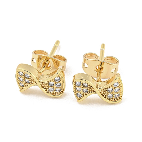 PandaHall Brass Micro Pave Cubic Zirconia Ear Studs, Bowknot, Real 18K Gold Plated, 5.5x9.5mm Brass Bowknot Clear
PandaHall Brass Micro Pave Cubic Zirconia Ear Studs, Bowknot, Real 18K Gold Plated, 5.5x9.5mm Brass Bowknot Clear