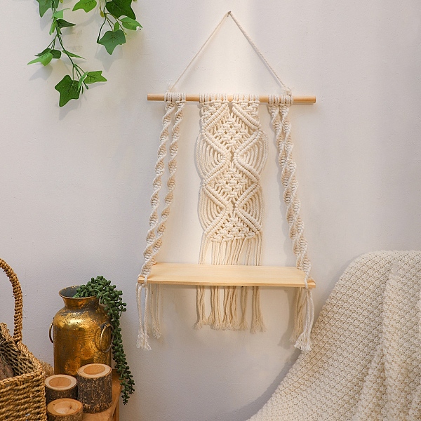 PandaHall Bohemian Cotton & Wood Macrame Woven Wall Hanging, Tassels Home Decoration, Rhombus, Beige, 730x350mm Cotton Rhombus Yellow
PandaHall Bohemian Cotton & Wood Macrame Woven Wall Hanging, Tassels Home Decoration, Rhombus, Beige, 730x350mm Cotton Rhombus Yellow