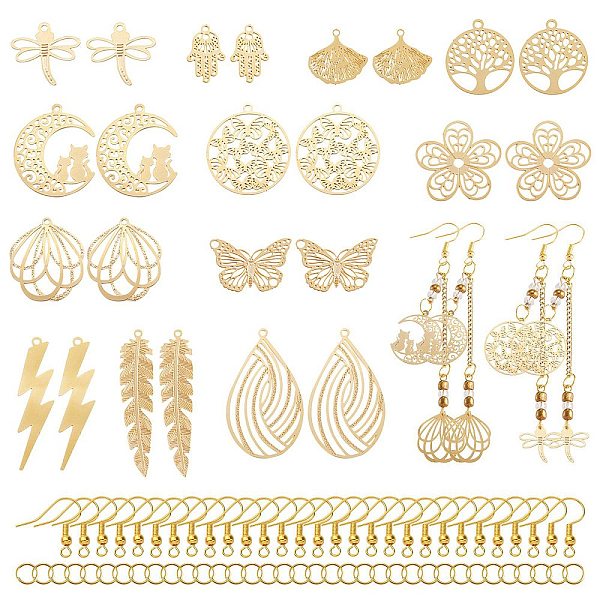 PandaHall DIY Filigree Drop Earring Making Kits, Including Leaf & Butterfly & Lightning 201 Stainless Steel Pendants & Links, Iron Earring...
PandaHall DIY Filigree Drop Earring Making Kits, Including Leaf & Butterfly & Lightning 201 Stainless Steel Pendants & Links, Iron Earring...