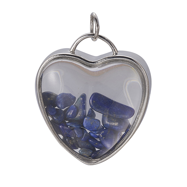PandaHall Natural Lapis Lazuli Chips Pendants, with Platinum Tone Brass Glass Findings, Heart, 37x32x18~18.5mm, Hole: 6mm Lapis Lazuli Heart
PandaHall Natural Lapis Lazuli Chips Pendants, with Platinum Tone Brass Glass Findings, Heart, 37x32x18~18.5mm, Hole: 6mm Lapis Lazuli Heart
