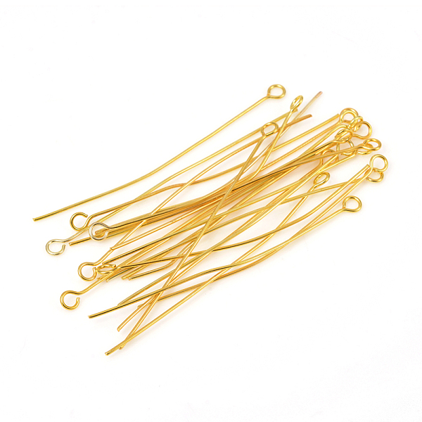 PandaHall 304 Stainless Steel Eye Pins, Golden, 50mm, Hole: 2mm, Pin: 0.6mm 304 Stainless Steel
PandaHall 304 Stainless Steel Eye Pins, Golden, 50mm, Hole: 2mm, Pin: 0.6mm 304 Stainless Steel