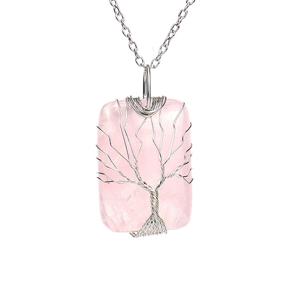 PandaHall Natural Rose Quartz Pendant Necklace with Brass Cable Chains, Rectangle with Tree, 20.47 inch(52cm) Rose Quartz
PandaHall Natural Rose Quartz Pendant Necklace with Brass Cable Chains, Rectangle with Tree, 20.47 inch(52cm) Rose Quartz